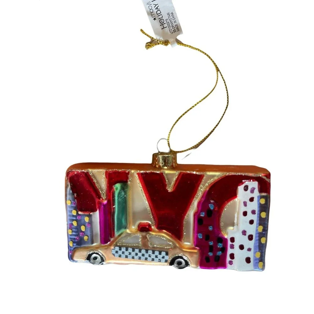HOLIDAY LANE NEW YORK TAXI ORNAMENT macy’s glass